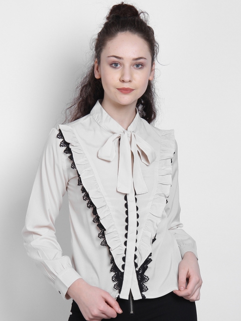 

LA LOFT Women White Regular Fit Solid Casual Shirt