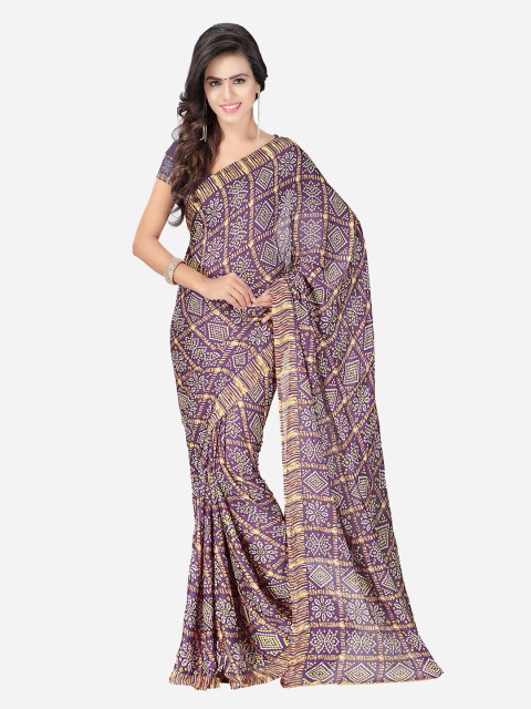 

MOKSHA DESIGNS Purple Pure Crepe Printed Patola Saree