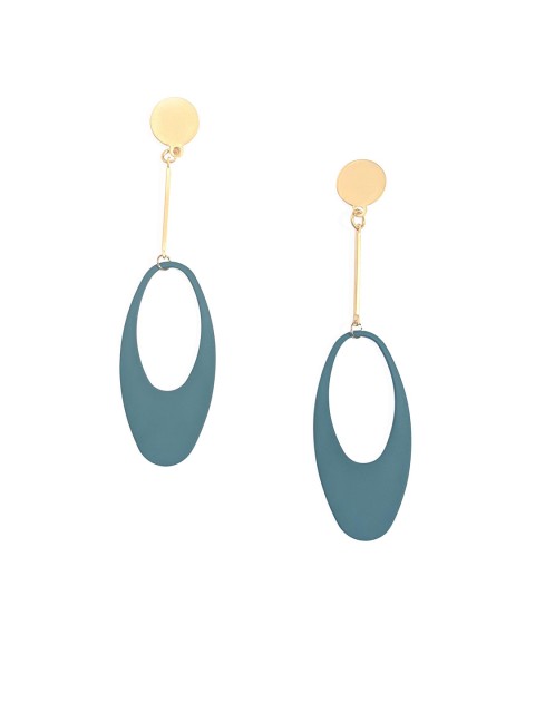

Foxy Sperks Gold-Plated & Blue Oval Drop Earrings