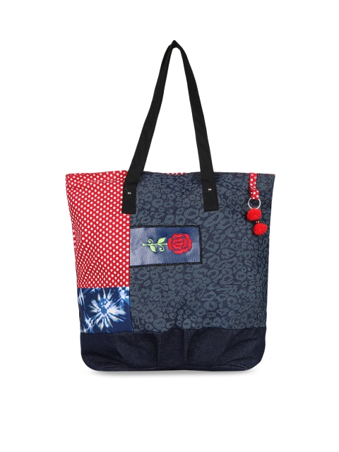 

Pick Pocket Navy Blue Printed Tote Bag