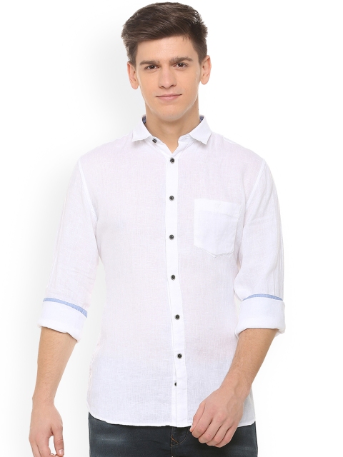 

Van Heusen Sport Men White Slim Fit Solid Linen Casual Shirt