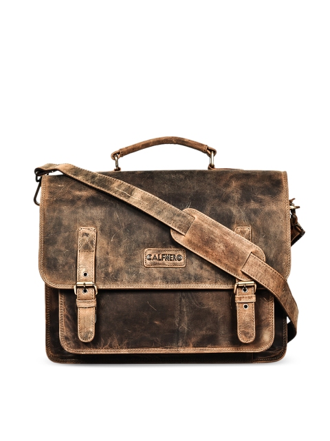 

CALFNERO Men Brown Solid Genuine Leather Messenger Bag