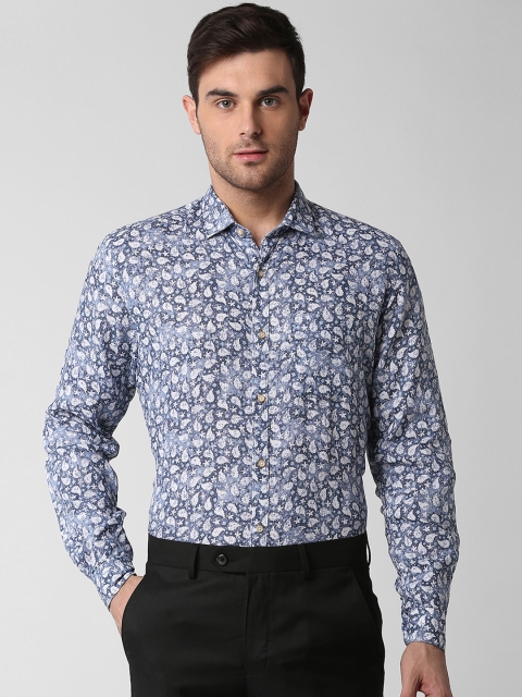 

Peter England Elite Men Blue & Off-White Regular Fit Printed Semiformal Shirt