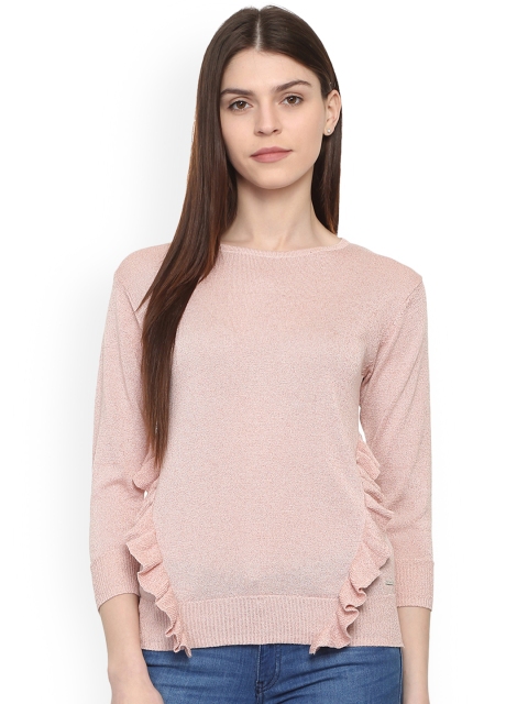 

Van Heusen Woman Women Pink Solid Pure Cotton Top