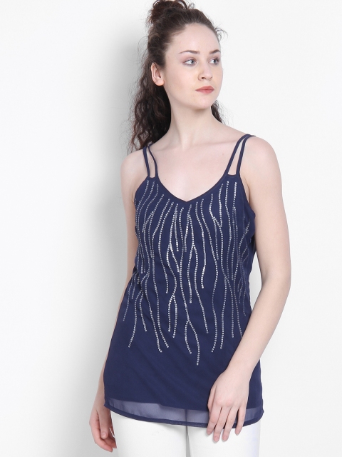 

LA LOFT Navy Blue Embellished Tunic