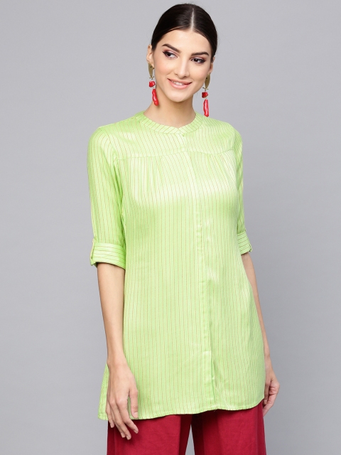 

GERUA Women Green Striped A-Line Kurti