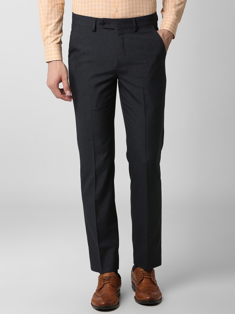 

Peter England Men Black Slim Fit Self Design Formal Trousers