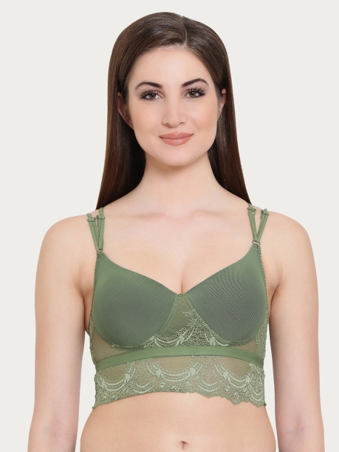 

Clovia Lace Padded Non-Wired Bralette, Olive