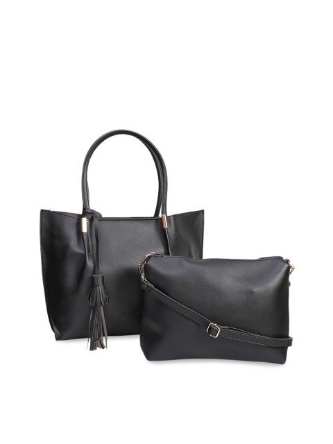 

LEGAL BRIBE Set of 2 Solid Handbags, Black