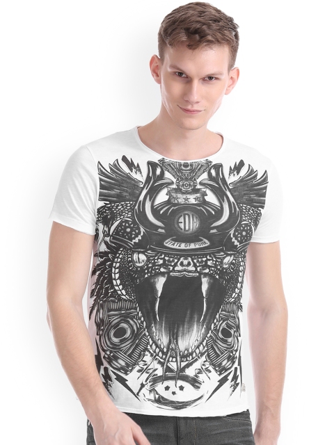 

Ed Hardy Men White Printed Round Neck Pure Cotton T-shirt