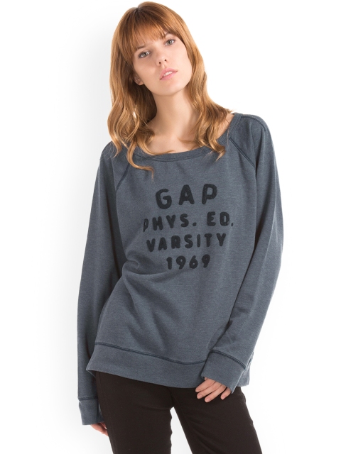

GAP Women Grey Self Design Sweatshirt