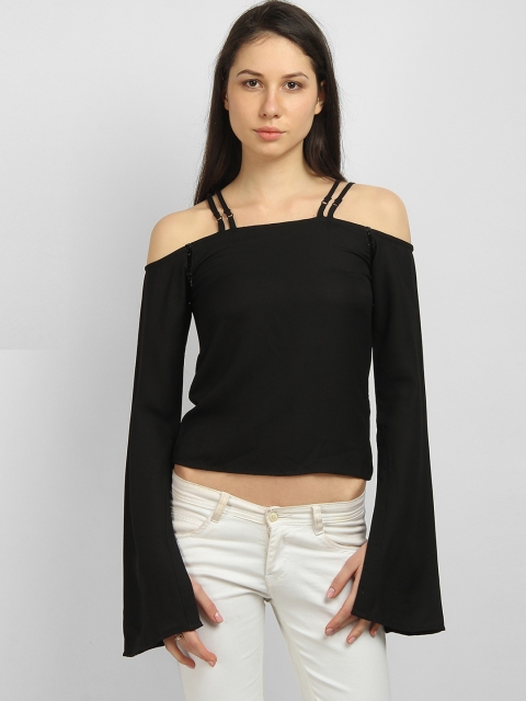 

LA LOFT Women Black Solid Top