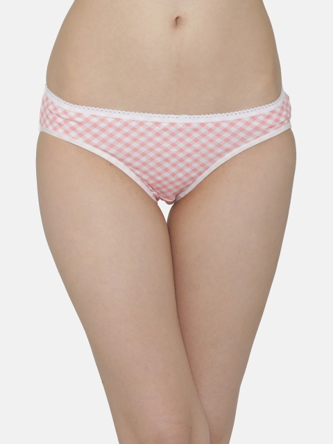 

Clovia Women Peach-Coloured & White Printed Bikini Briefs PN3027P16XL