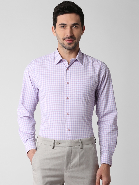 

Peter England Men Purple & White Slim Fit Checked Formal Shirt