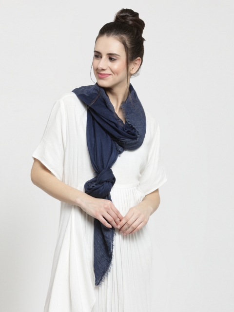 

J Style Women Navy Blue Solid Stole
