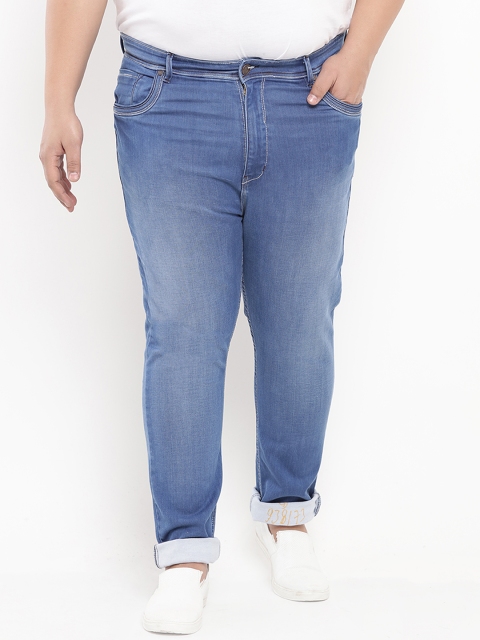 

John Pride Plus Size Men Blue Regular Fit Mid-Rise Clean Look Jeans