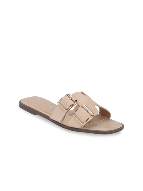 

Truffle Collection Women Beige Solid Open Toe Flats