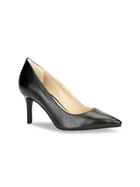 

Saint G Women Black Solid Leather Pumps