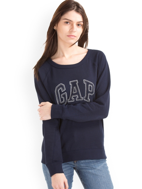 

GAP Women Bead Logo Pullover Sweatshirt, Navy blue