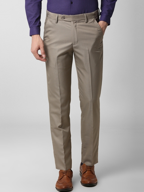

Peter England Men Brown Slim Fit Self Design Formal Trousers