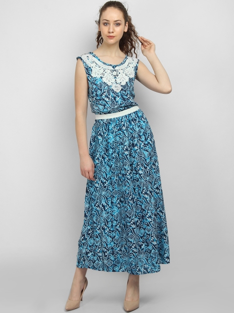 

LA LOFT Women Blue Printed Maxi Dress
