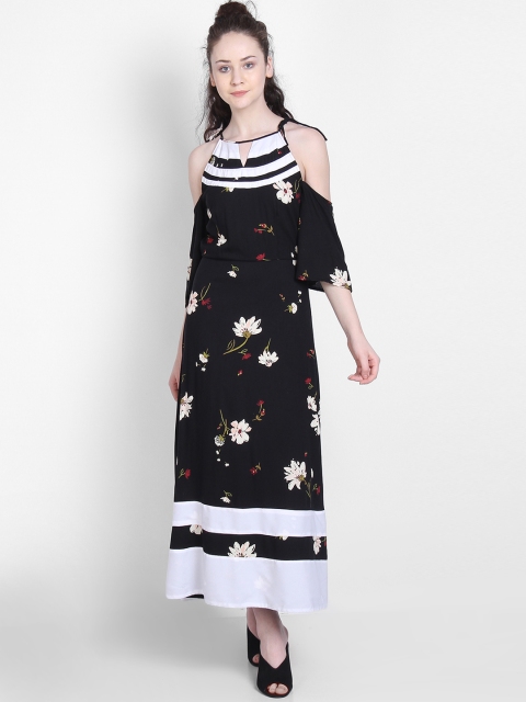 

LA LOFT Women Black Printed Maxi Dress