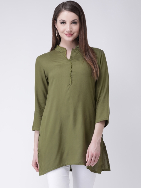 

Castle Women Olive Green Solid Straight Kurti