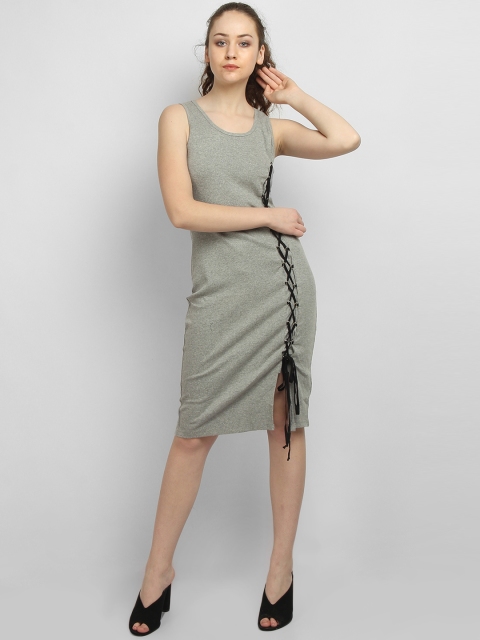 

LA LOFT Women Grey Solid Sheath Dress
