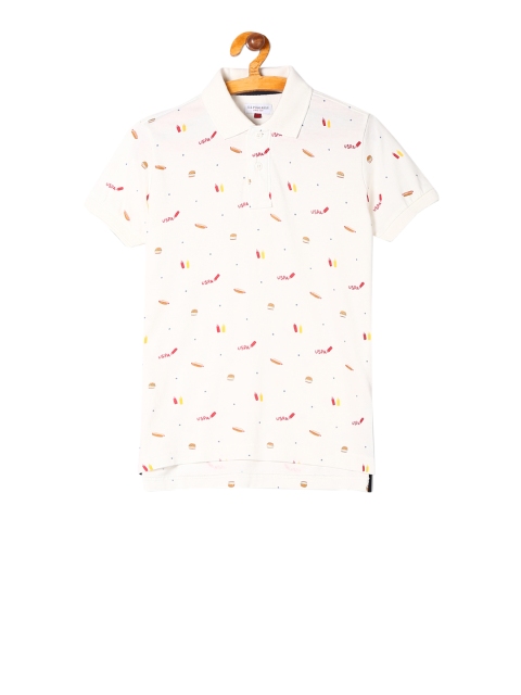 

U.S. Polo Assn. Kids Boys White Printed Polo Collar T-shirt