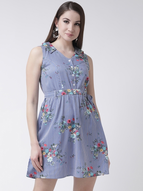 

The Vanca Women Blue Printed Shirt Dress