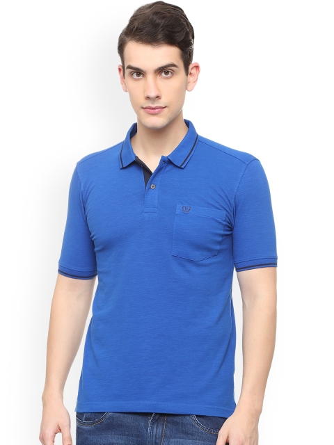 

Van Heusen Sport Men Blue Solid Polo Collar T-shirt