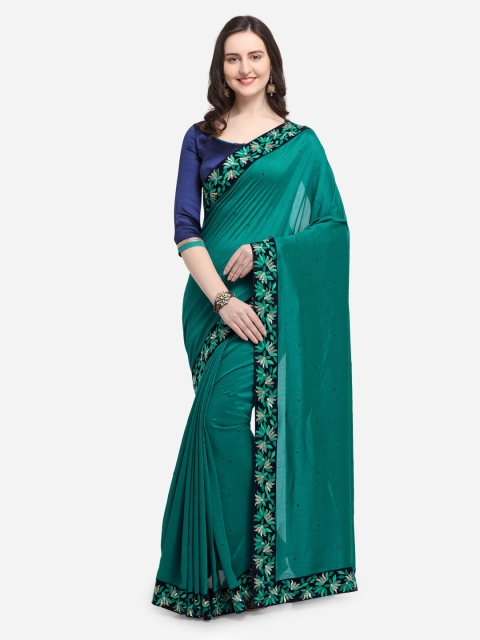 

Indian Women Teal Green Embellished Saree