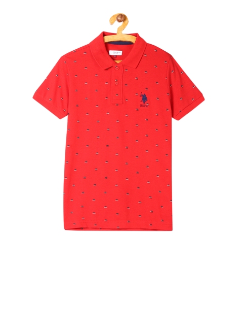

U.S. Polo Assn. Kids Boys Red Printed Polo Collar T-shirt