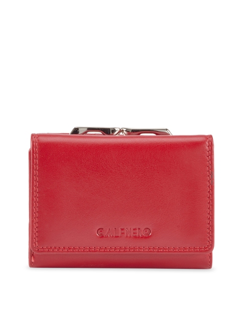 

CALFNERO Women Red Solid Two Fold Leather Wallet