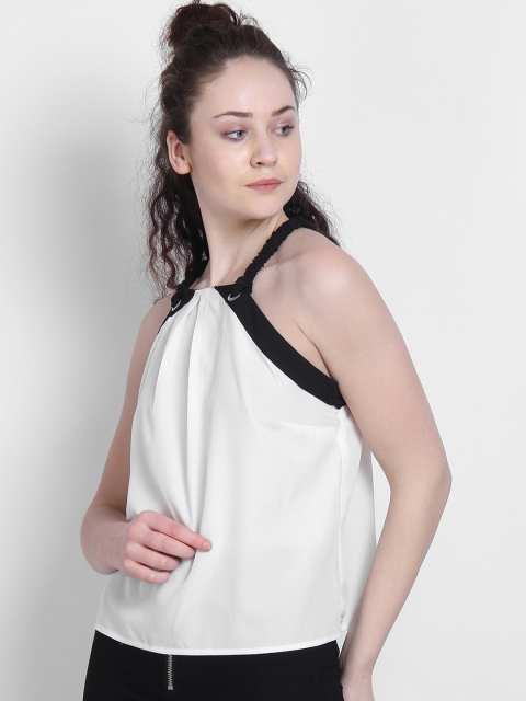 

LA LOFT Women White Colourblocked A-Line Top