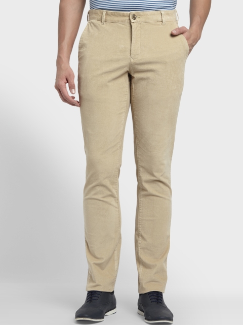 

ColorPlus Men Beige Regular Fit Self Design Trousers