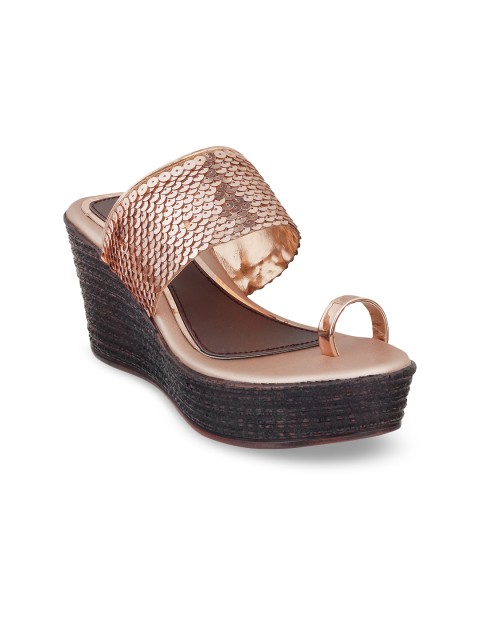 

SOLE HEAD Women Rose Gold Solid Sandals