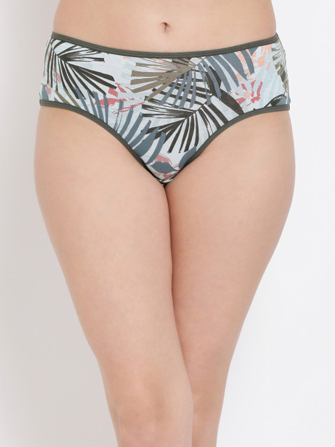 

Clovia Women White & Green Printed Mid-Rise Hipster Briefs PN3054P03XL
