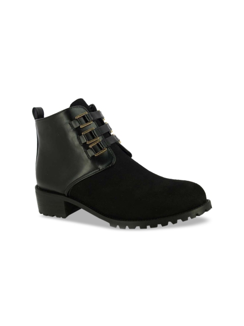 

Alberto Torresi Women Black Solid Mid-Top Flat Boots