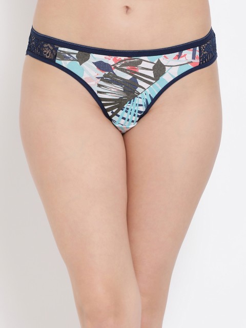 

Clovia Women Green & Navy Blue Printed Bikini Briefs PN3056P17XL