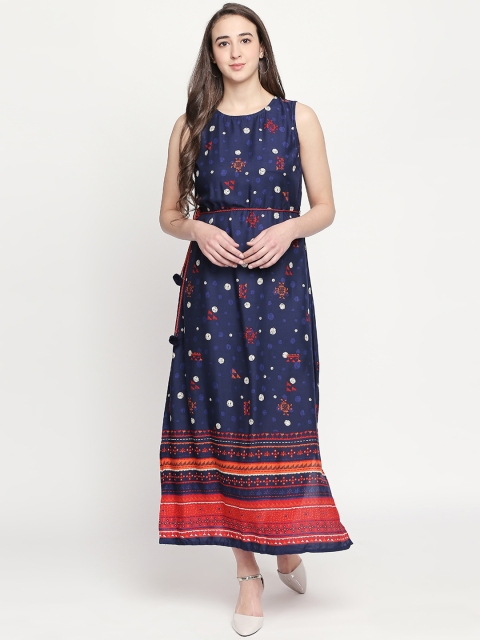 

AKKRITI BY PANTALOONS Women Blue Printed Maxi Dress