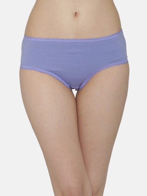 

Clovia Women Purple Solid Mid-Rise Hipster Briefs PN2960P12XL