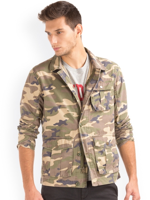

GAP Men Olive Green Camo Shirt Jacket