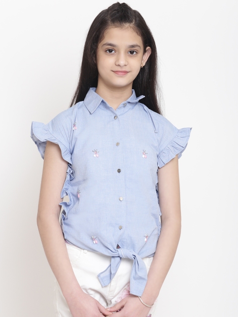 

Nauti Nati Girls Blue Regular Fit Solid Casual Shirt