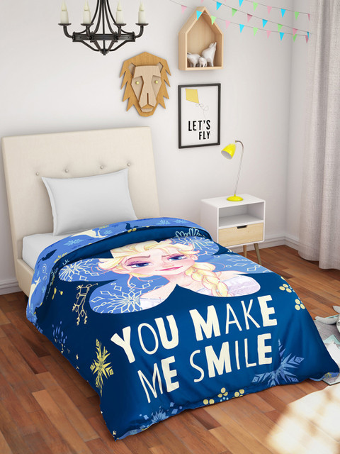 

SPACES Blue Cartoon Characters AC Room 150 GSM Single Bed Comforter