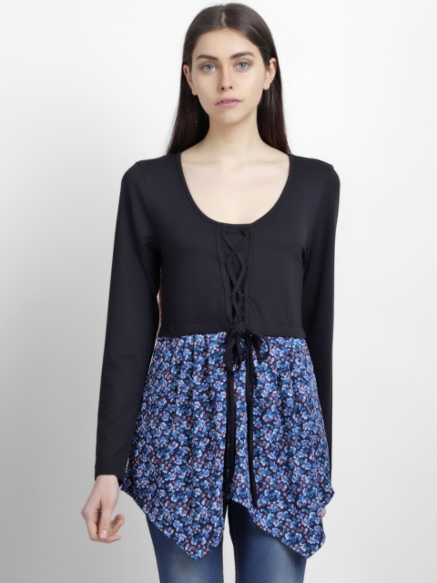 

LA LOFT Black & Blue Printed Tunic