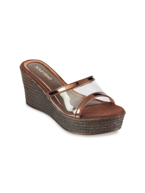 

SOLE HEAD Women Bronze-Toned Solid Peep Toes