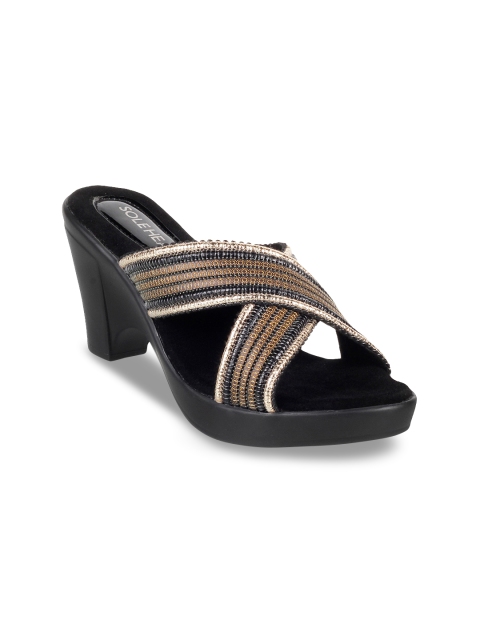 

SOLE HEAD Women Black Woven Design Sandals
