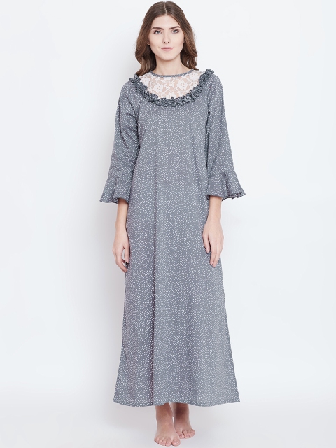 

The Kaftan Company Women Grey Printed Nightdress NT_CO_HALLEY01