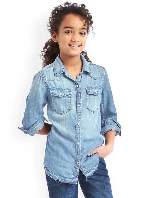 

GAP Girls Blue Spread Collar Shirt